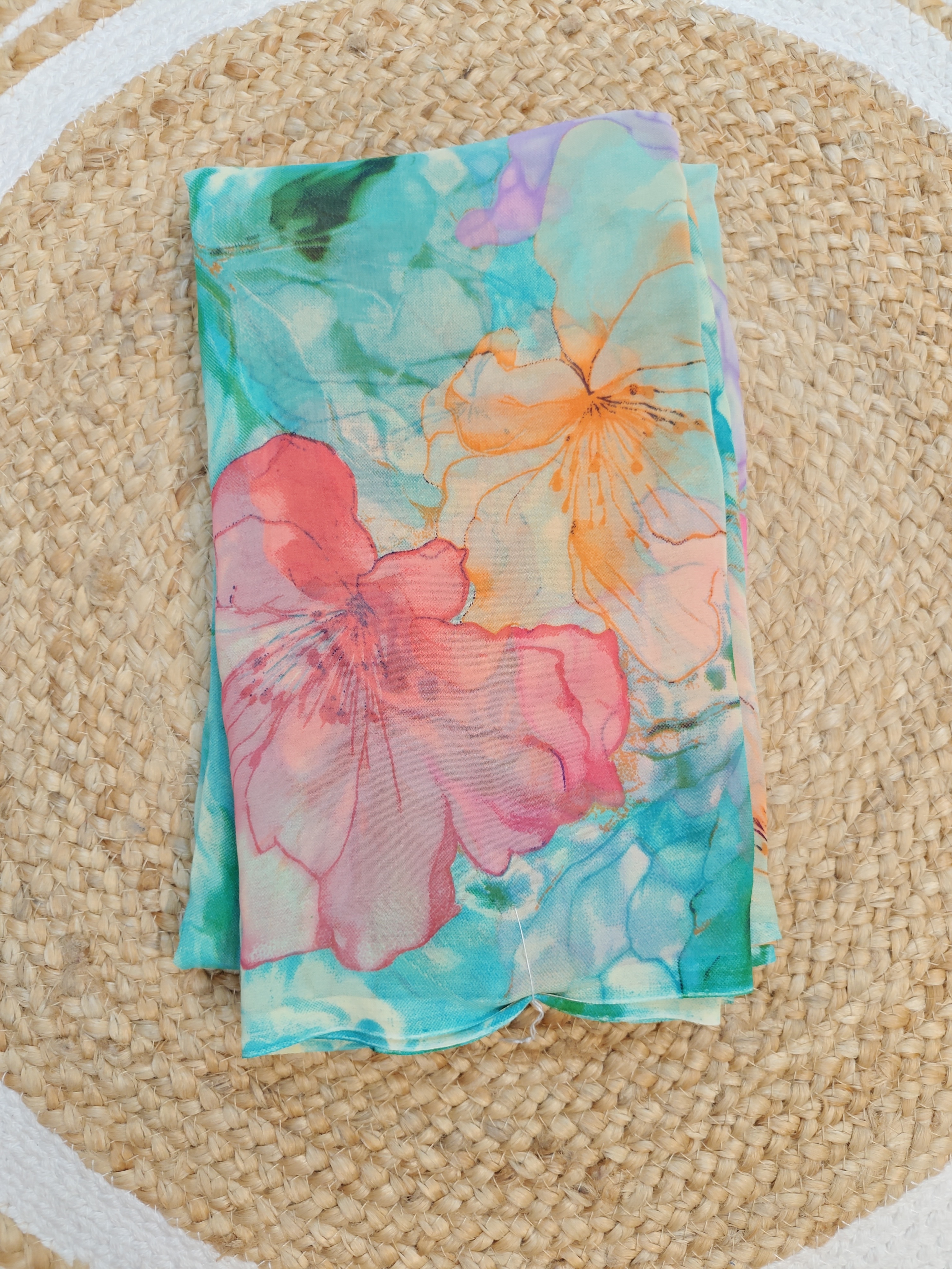 Aqua Bloom Junnu Mukka Pastel Saree