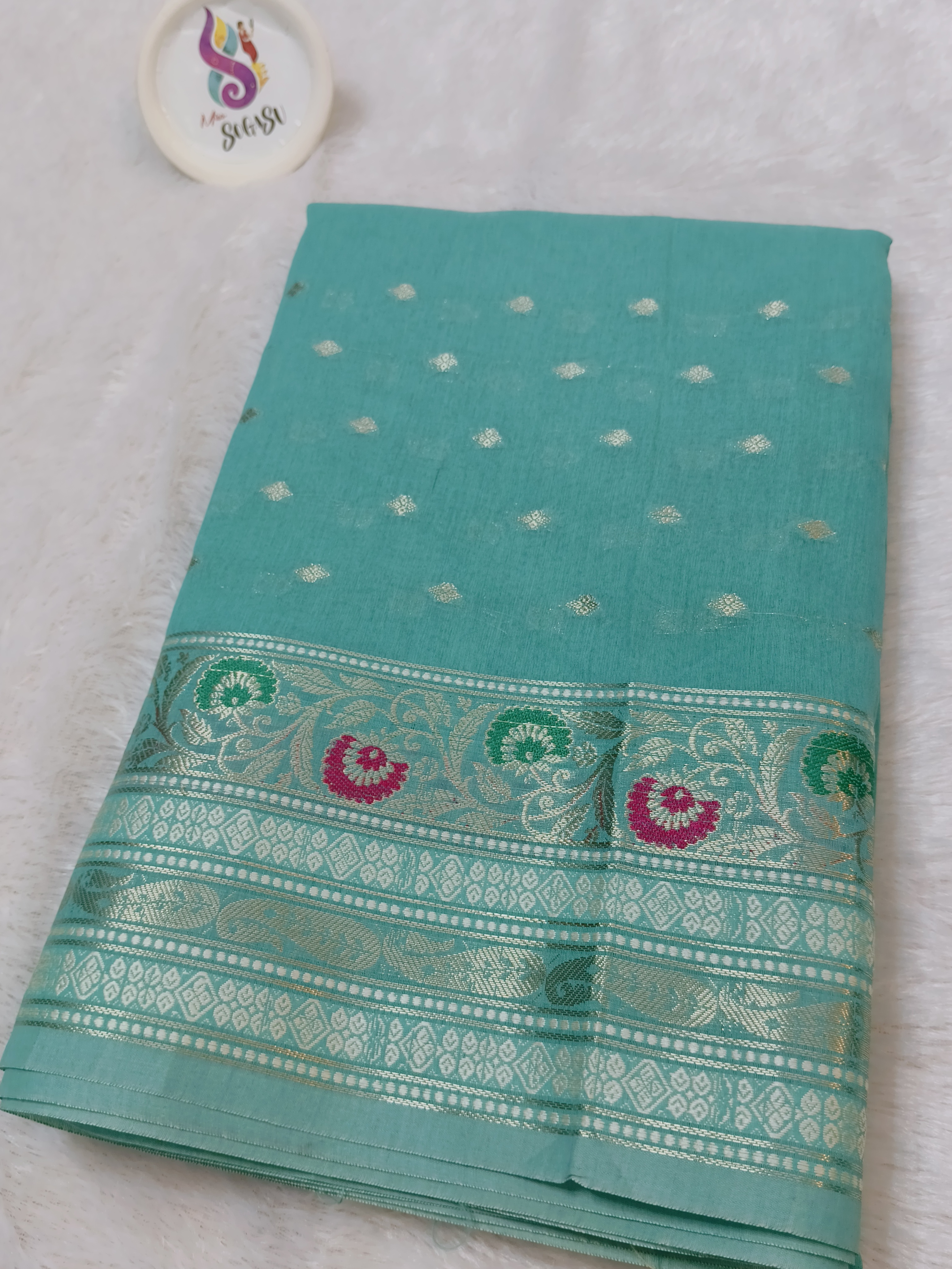 Aqua Green Banaras saree
