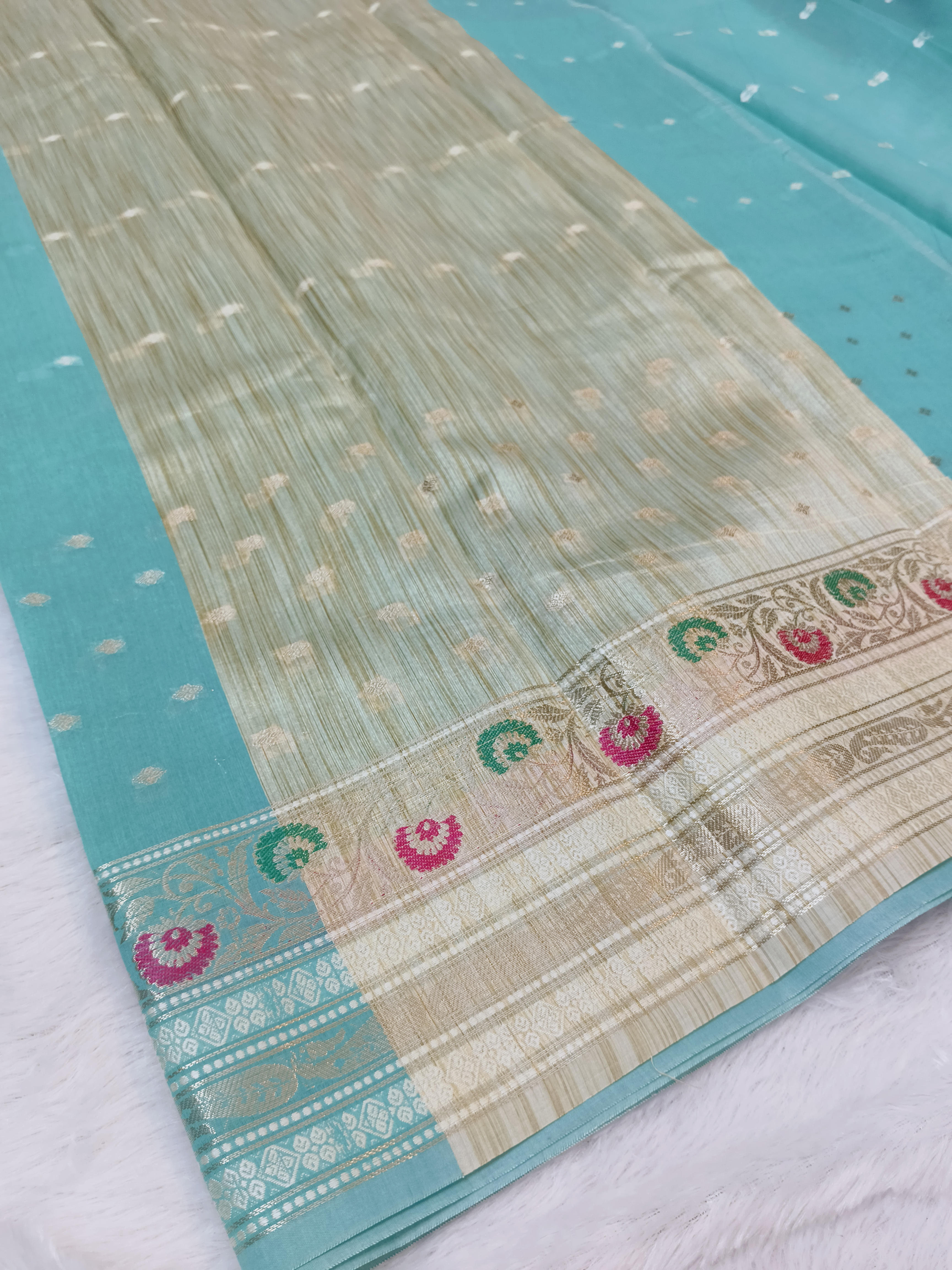 Aqua Green Banaras saree