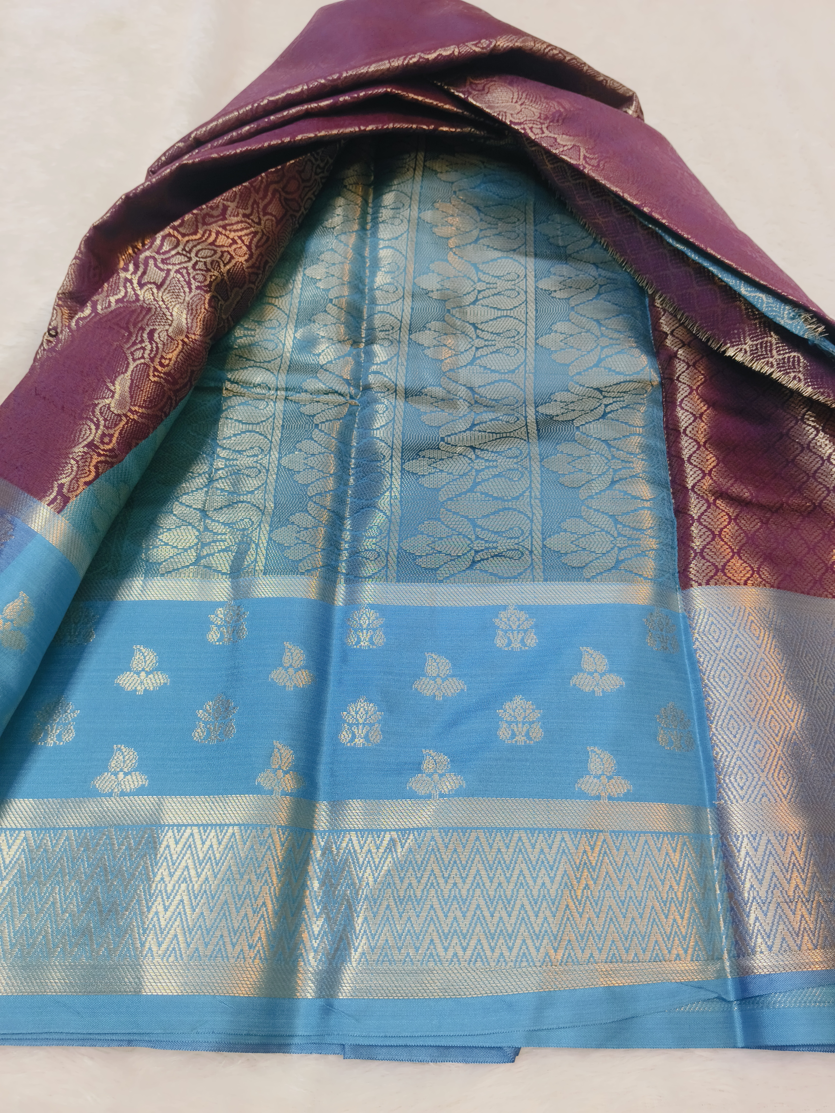 Brinjal colour banaras Saree