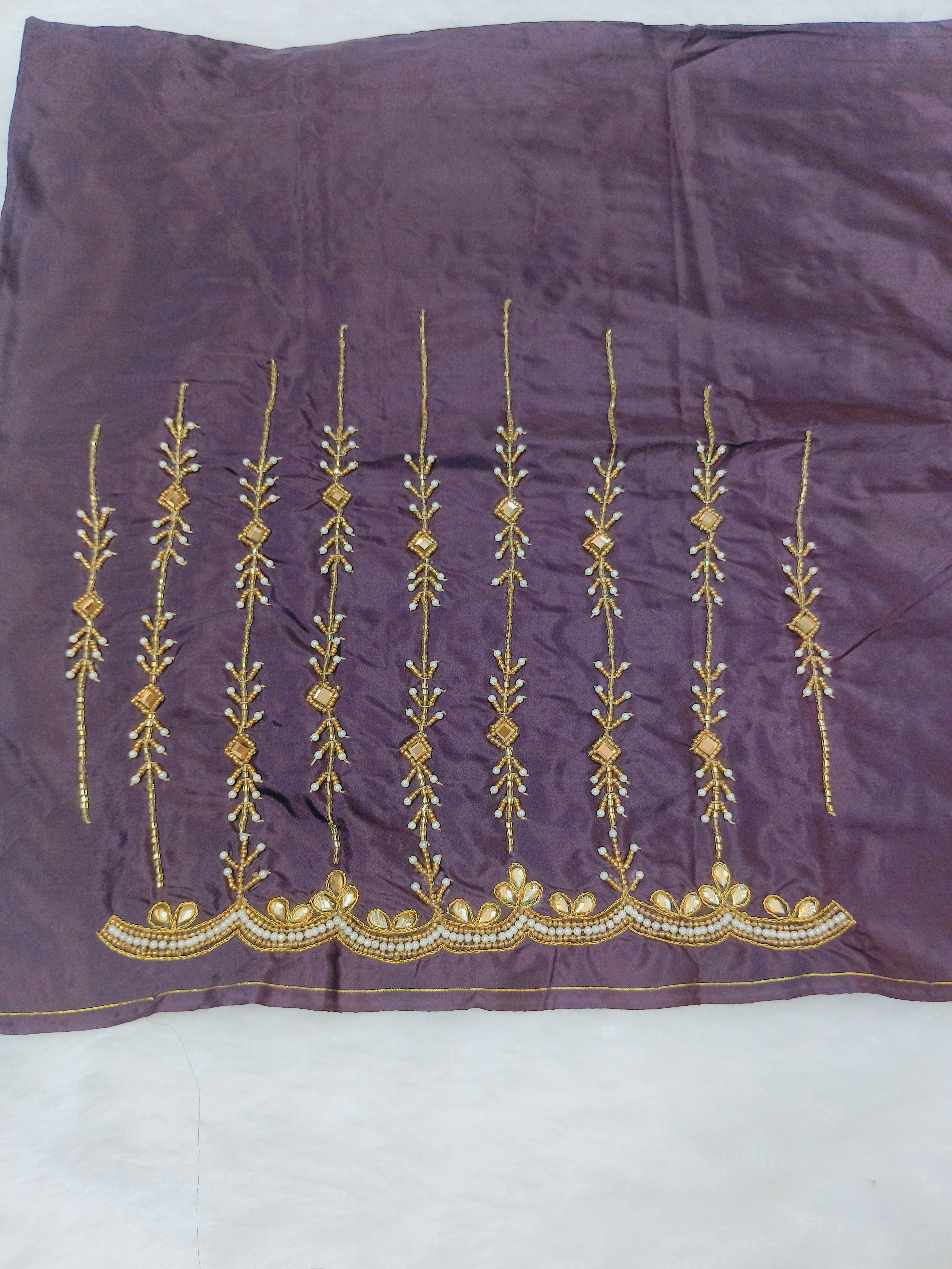 Chocolate Maggam Work Blouse Piece
