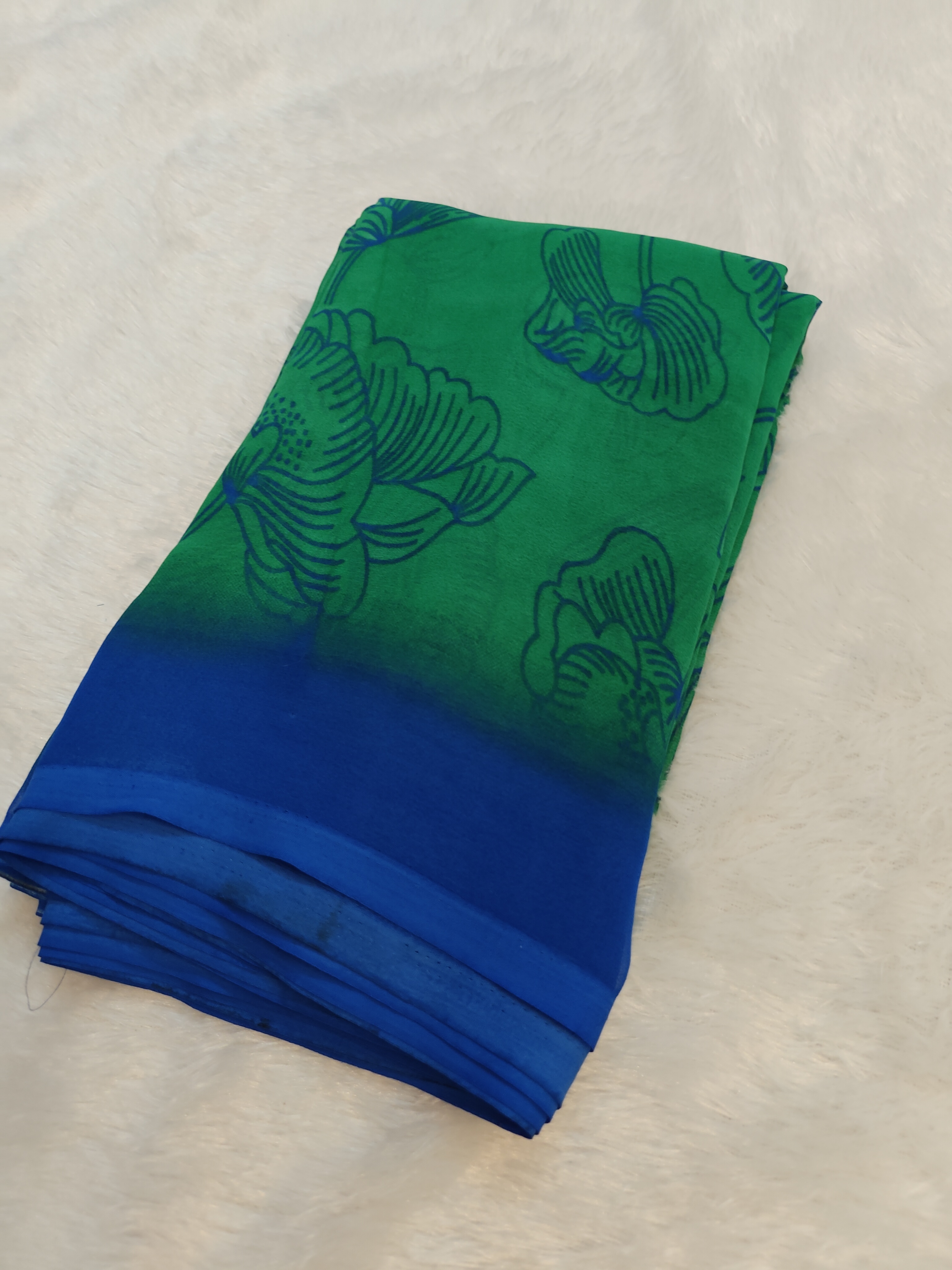 Emerald Bloom Georgette Saree