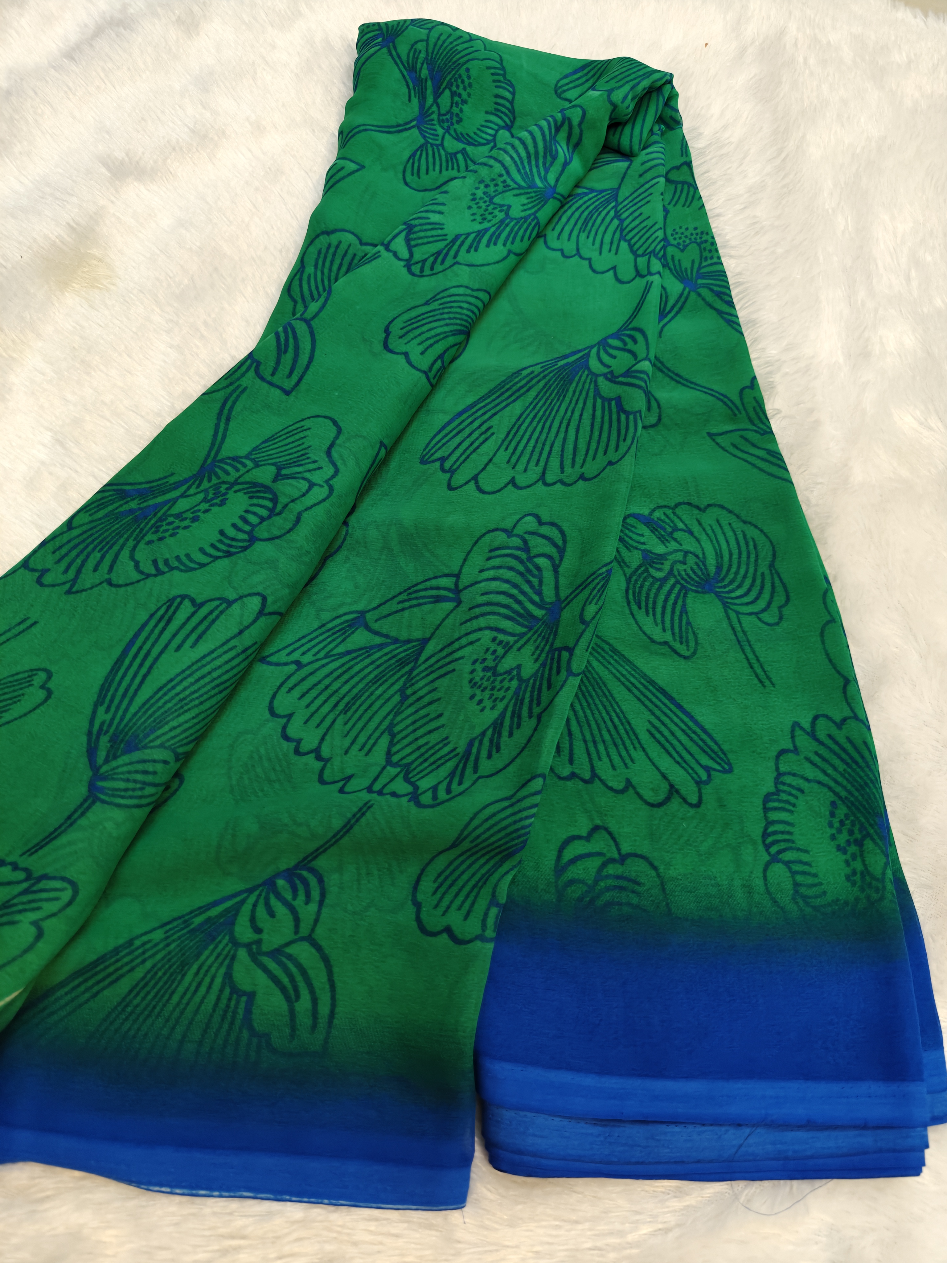 Emerald Bloom Georgette Saree