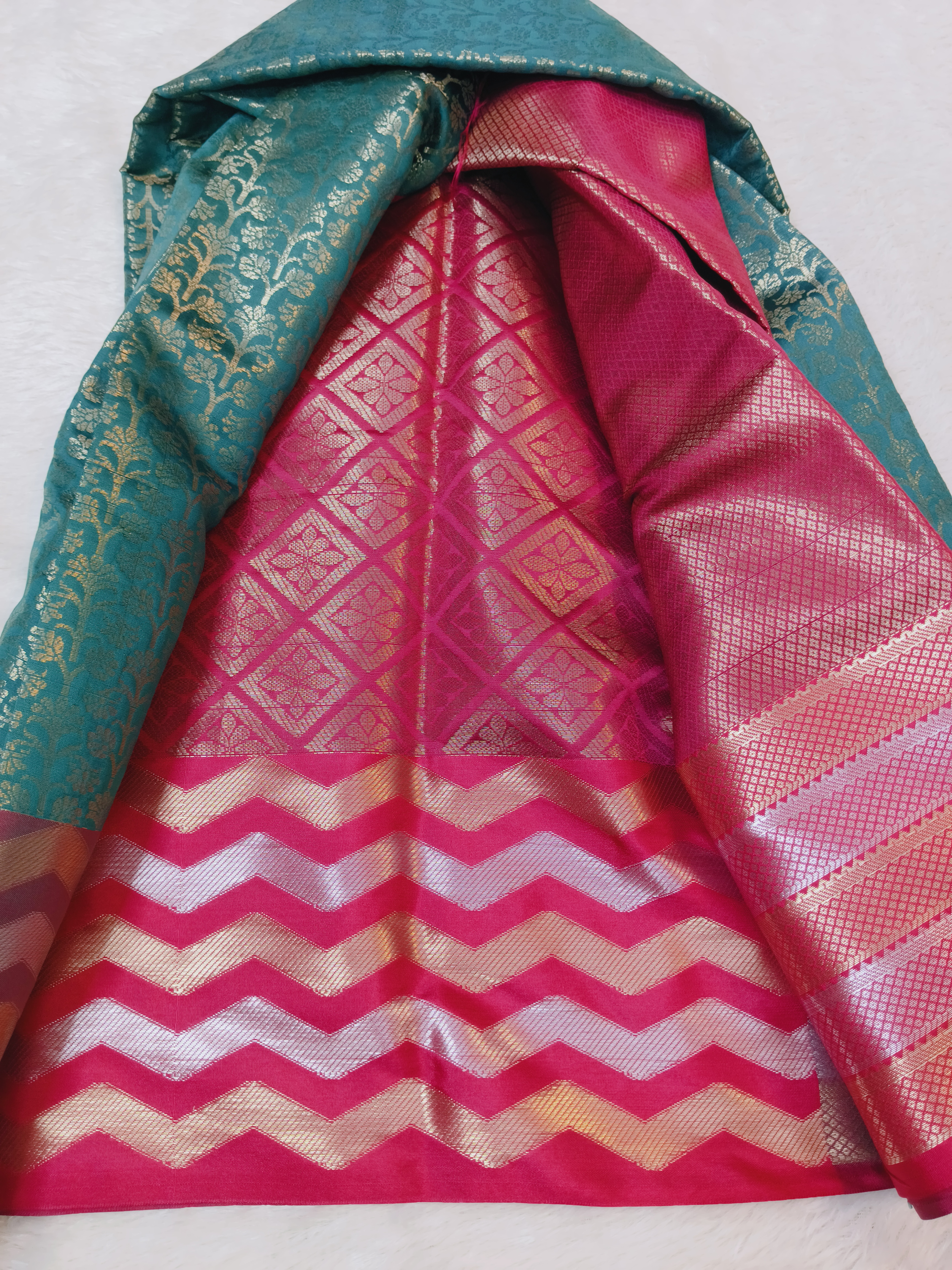 Emerald Pink Tissue Banaras