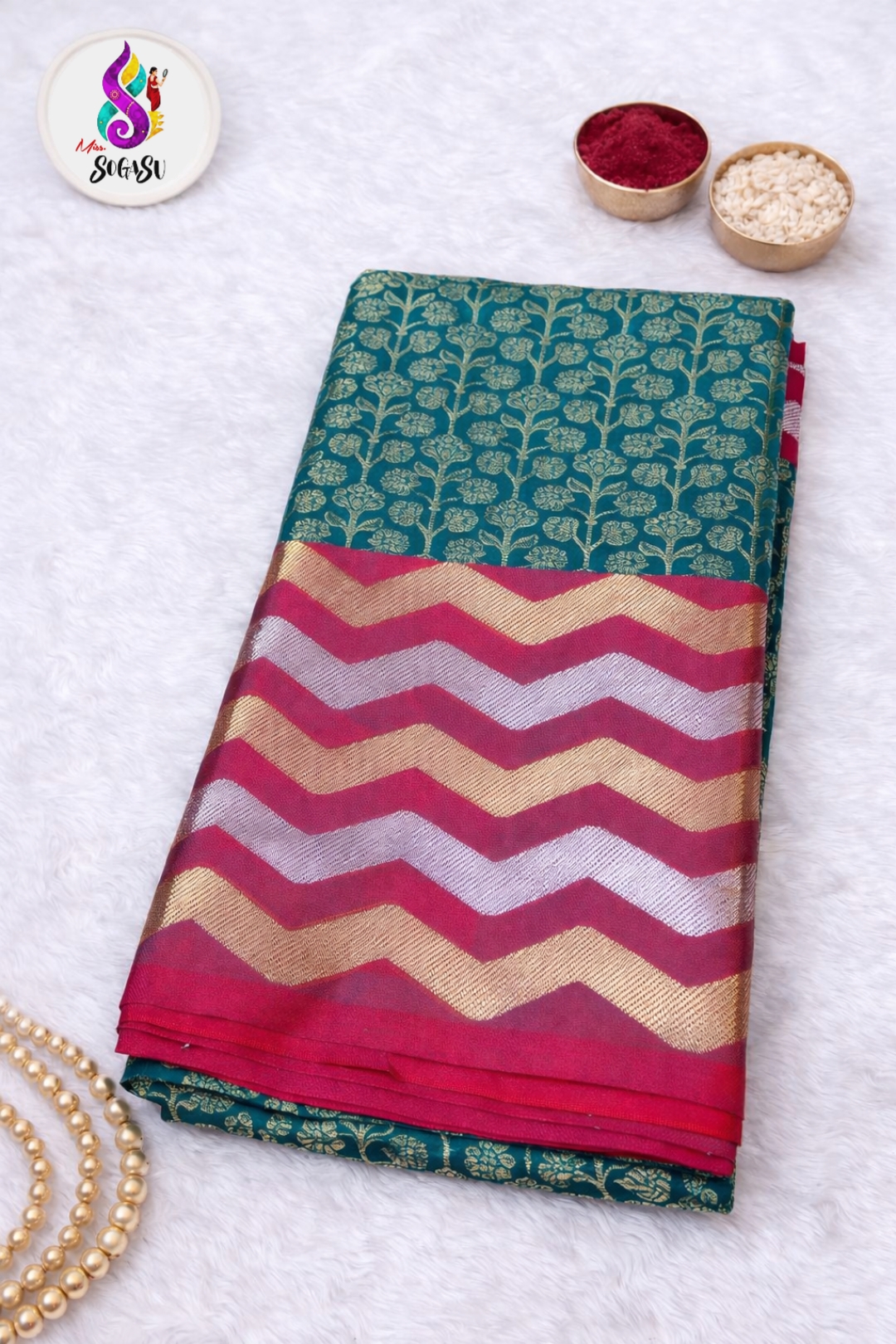 Emerald Pink Tissue Banaras