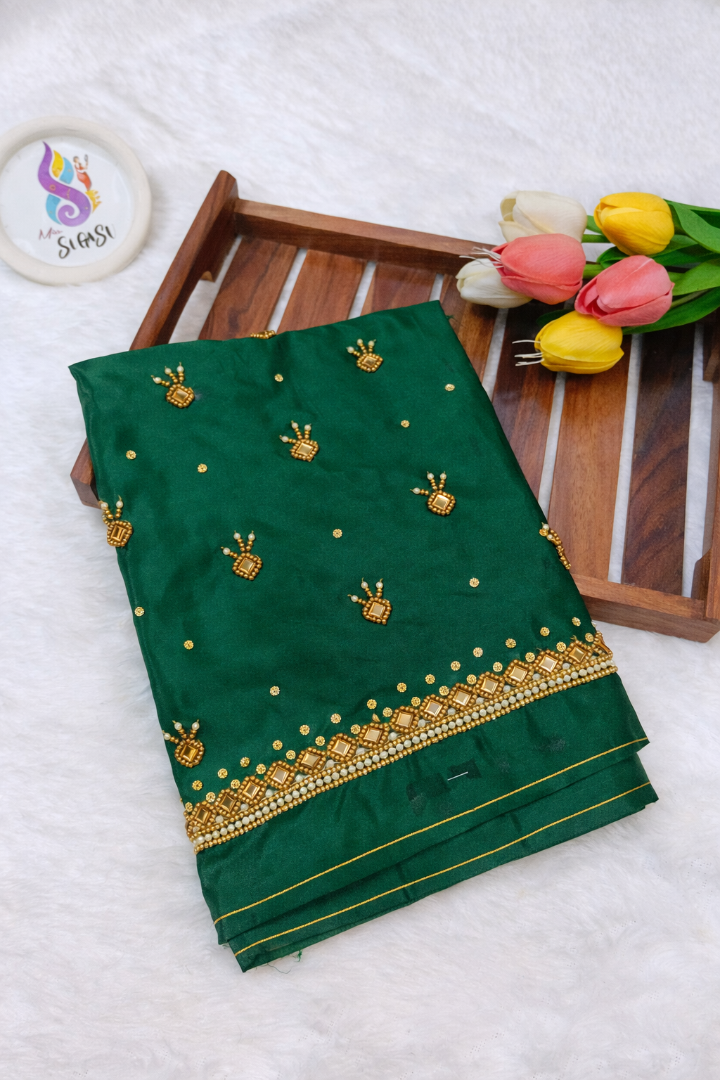 Green Maggam Work Blouse Piece