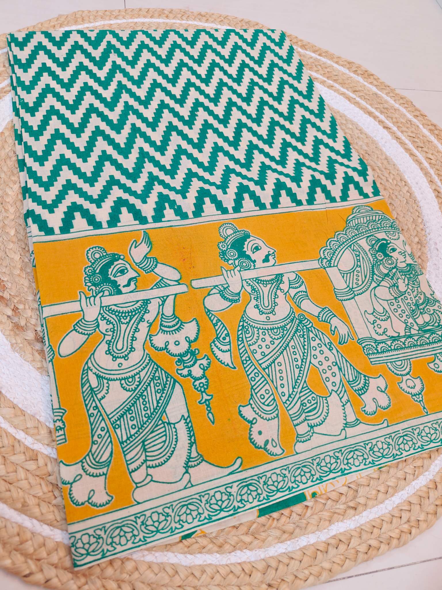 Heritage Palanquin Kalamkari Printed Saree