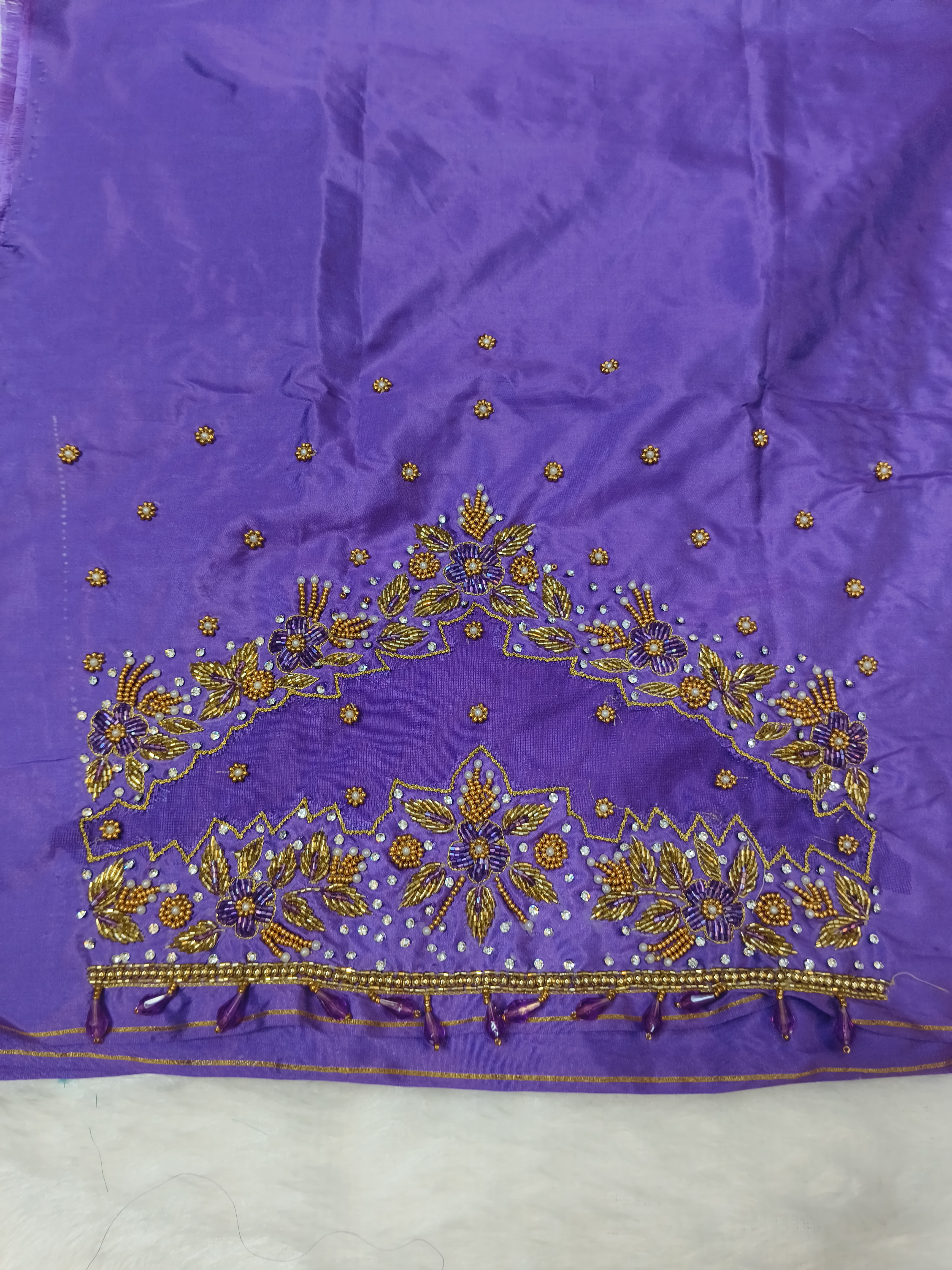 Lavender Floral Maggam Work Blouse