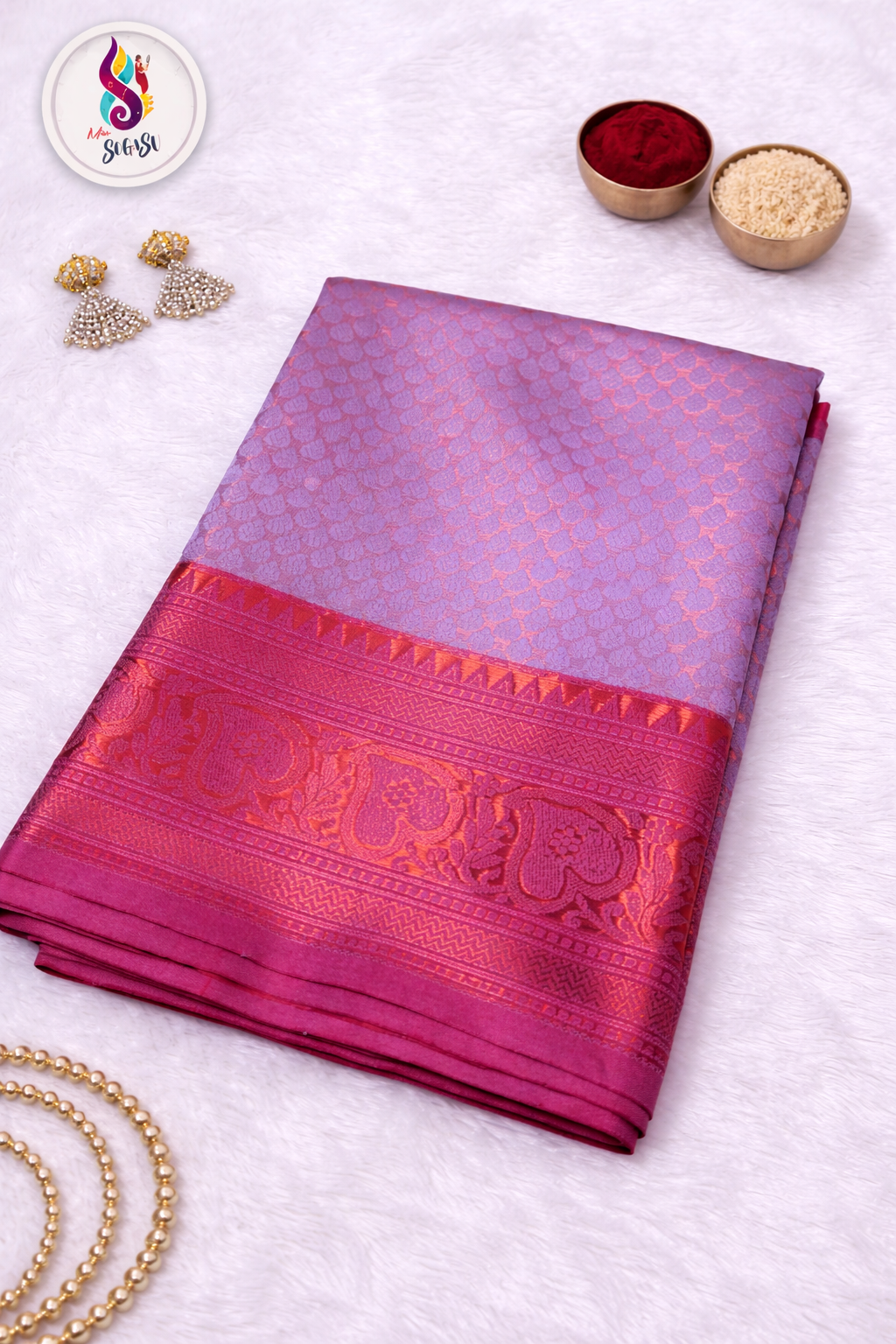 Lavender Pink Banaras Silk Saree