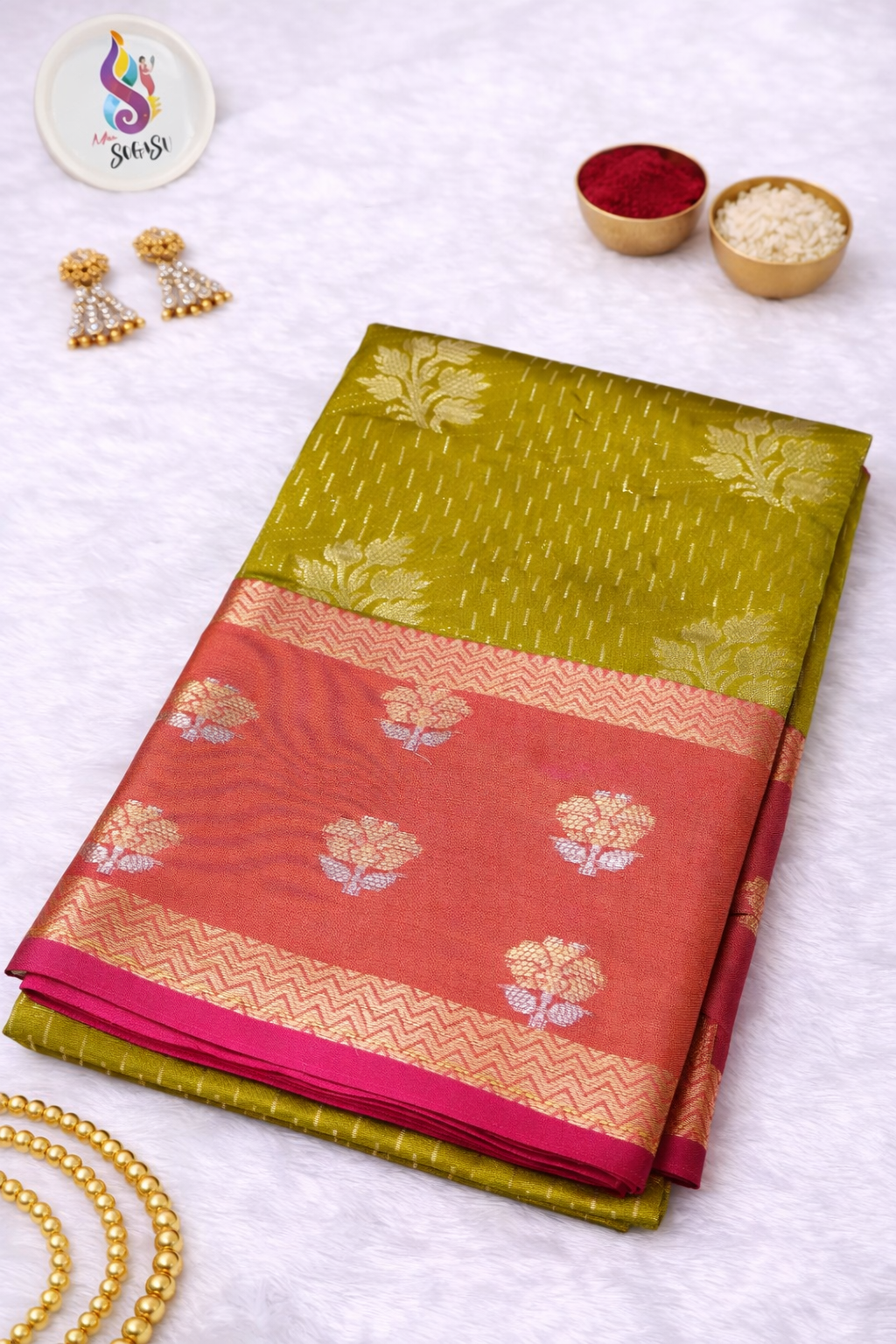 Mustard Pink Banaras saree
