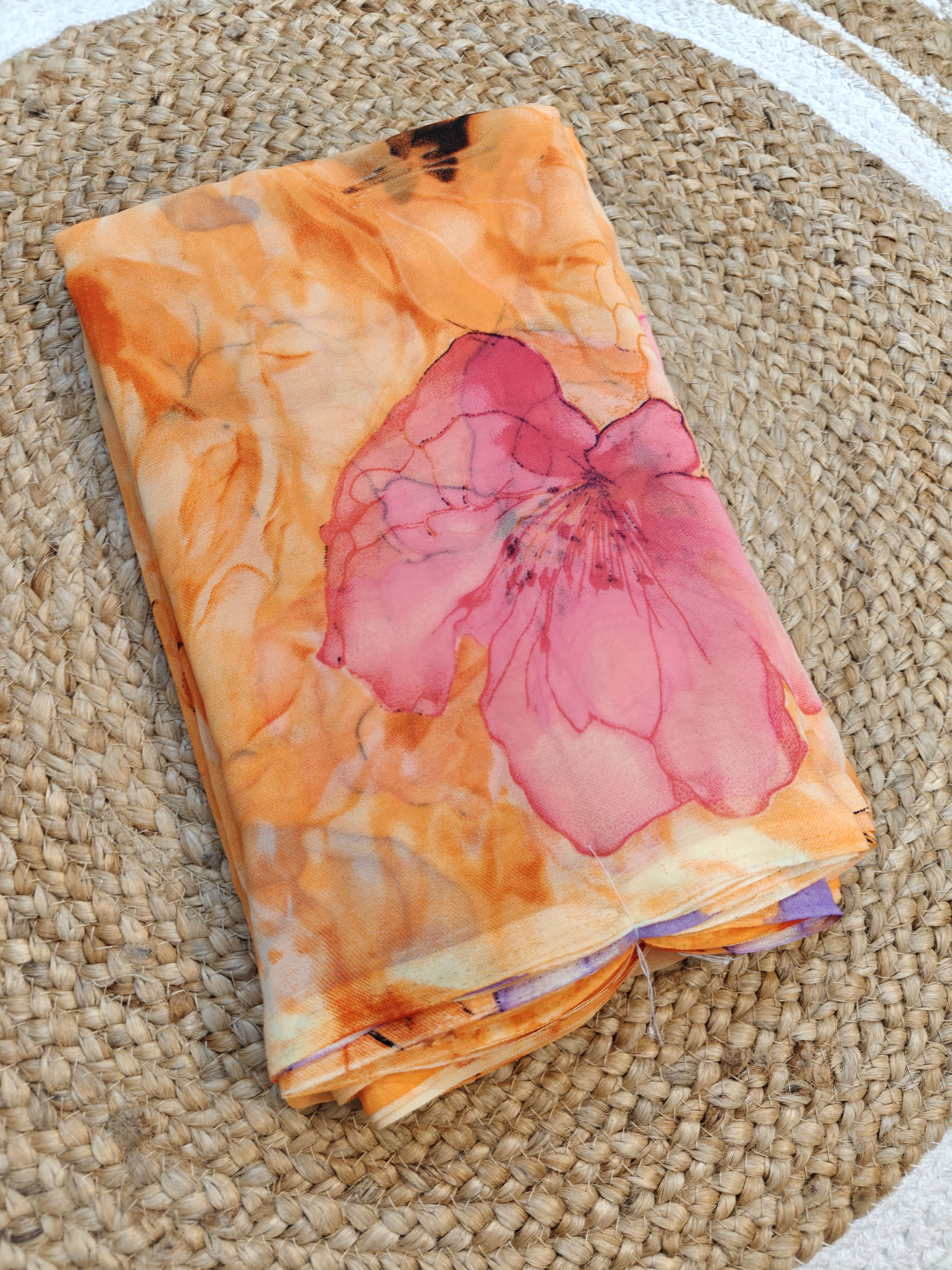 Orange Junnumukka Saree