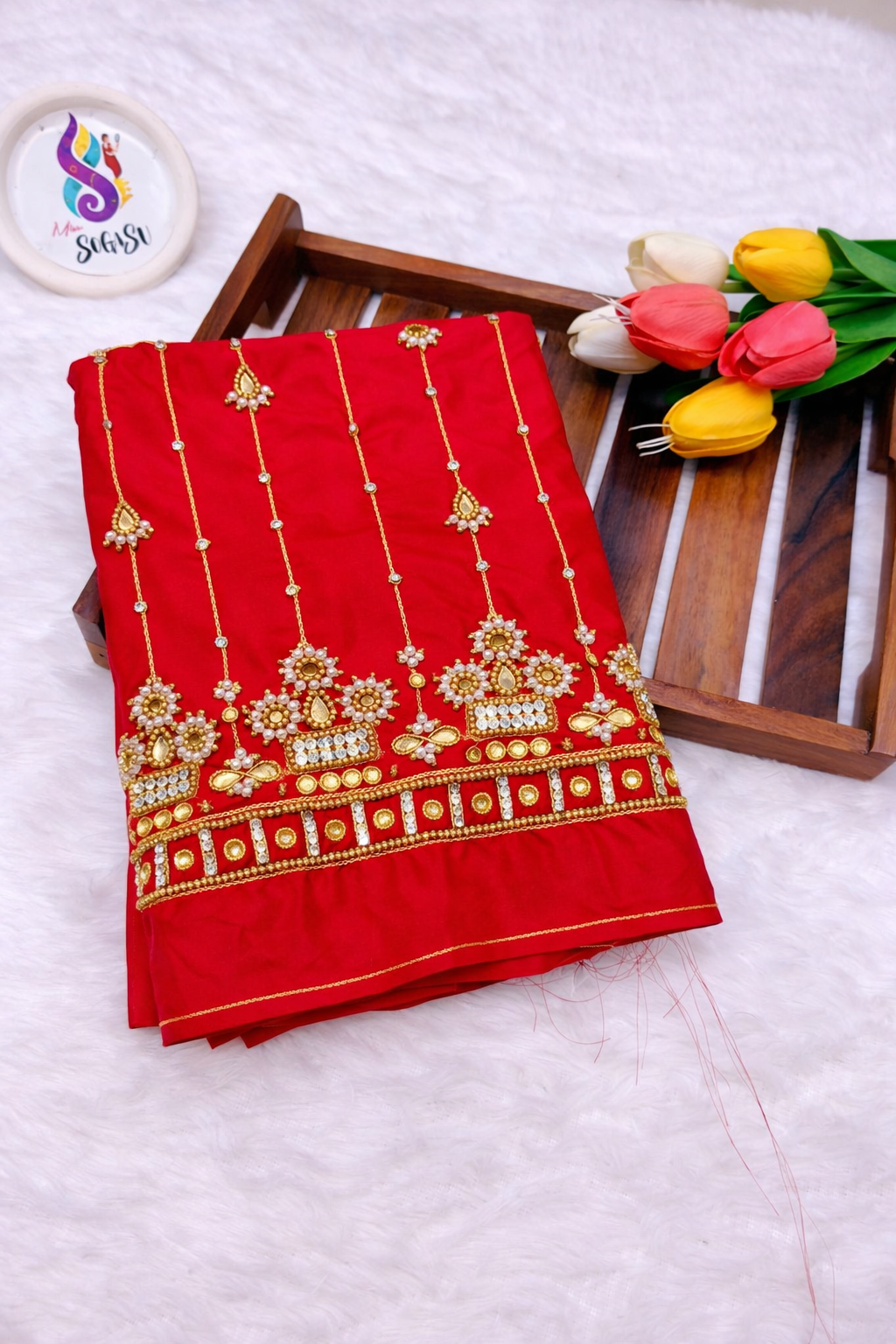 Pink Heavy Pot Neck Maggam Blouse