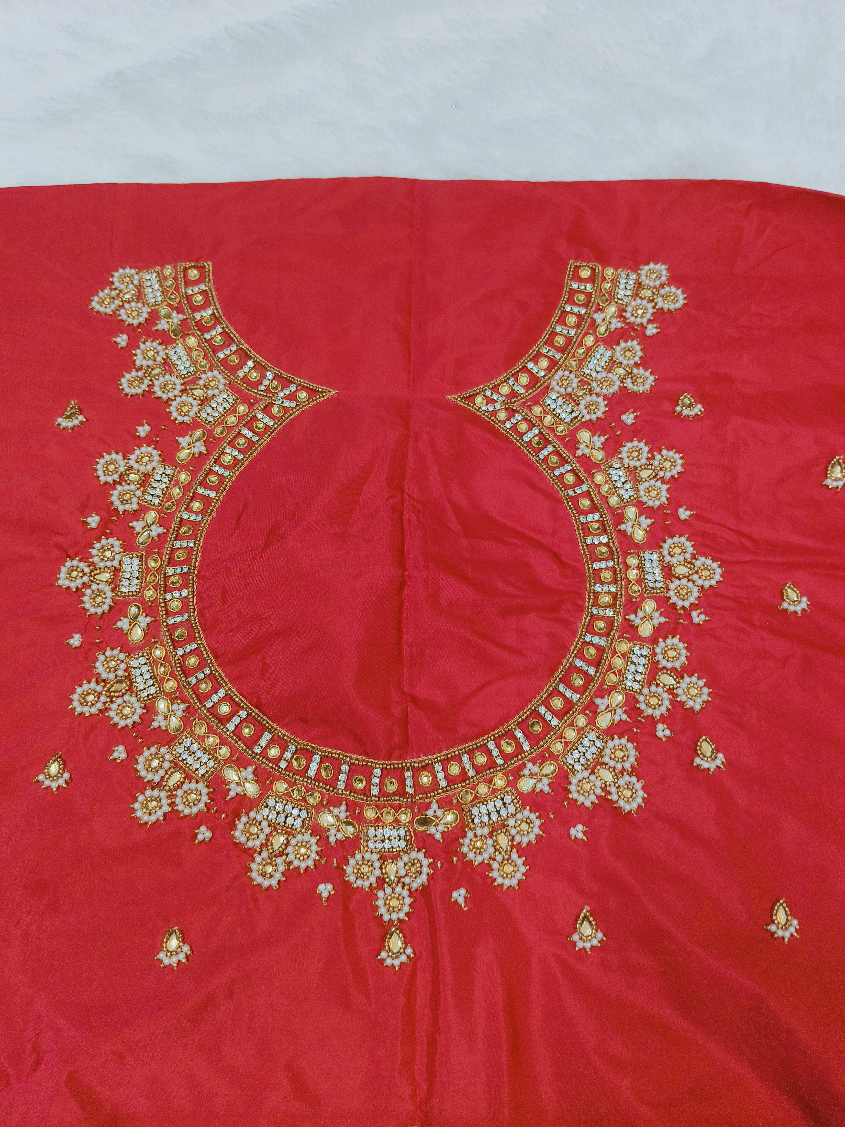 Pink Heavy Pot Neck Maggam Blouse