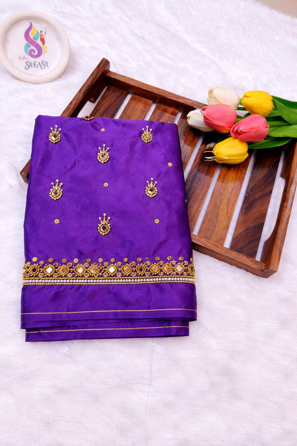 Purple Gold Elegant Maggam Blouse