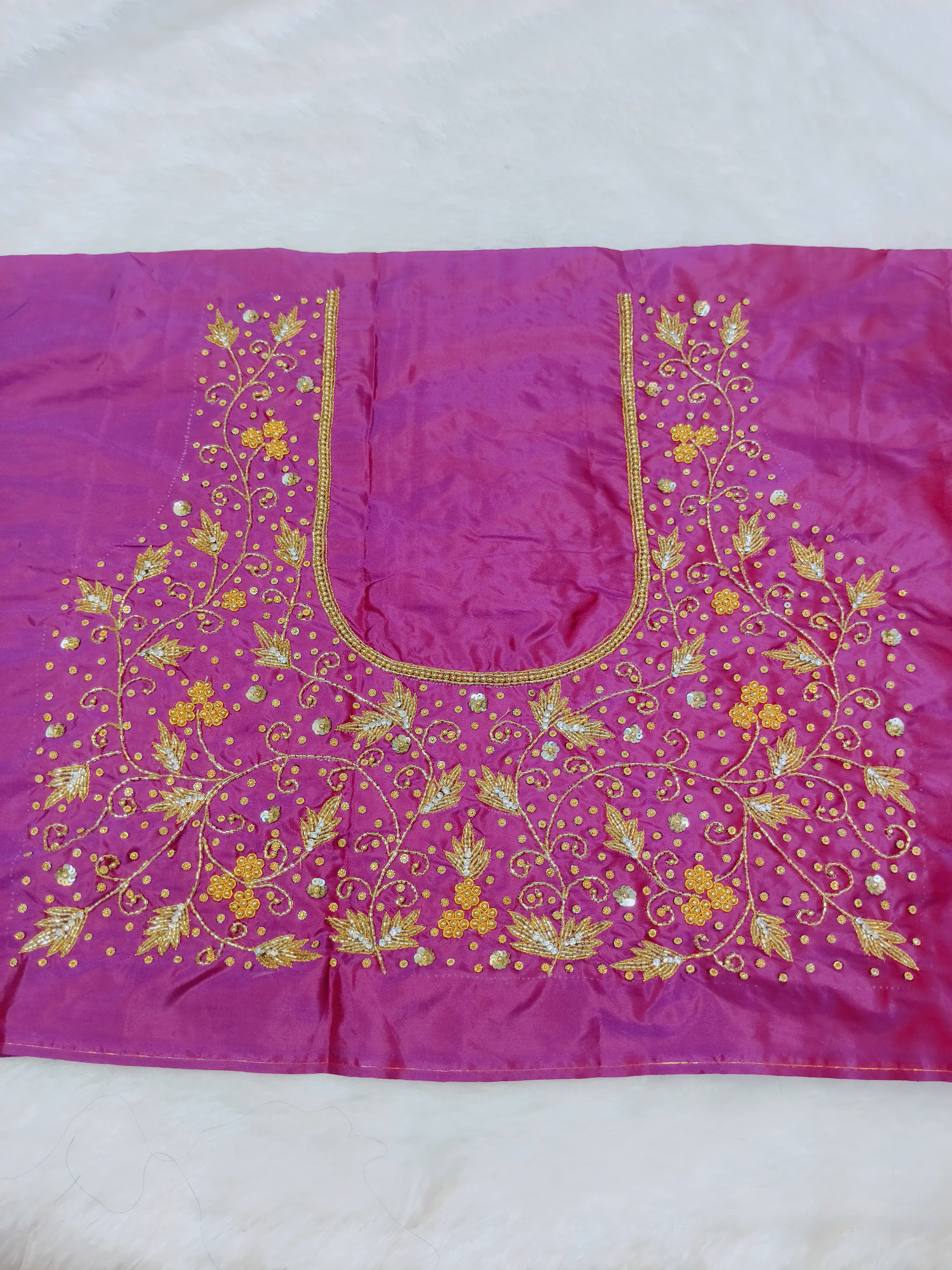 Rani Pink Heavy Floral Maggam Blouse