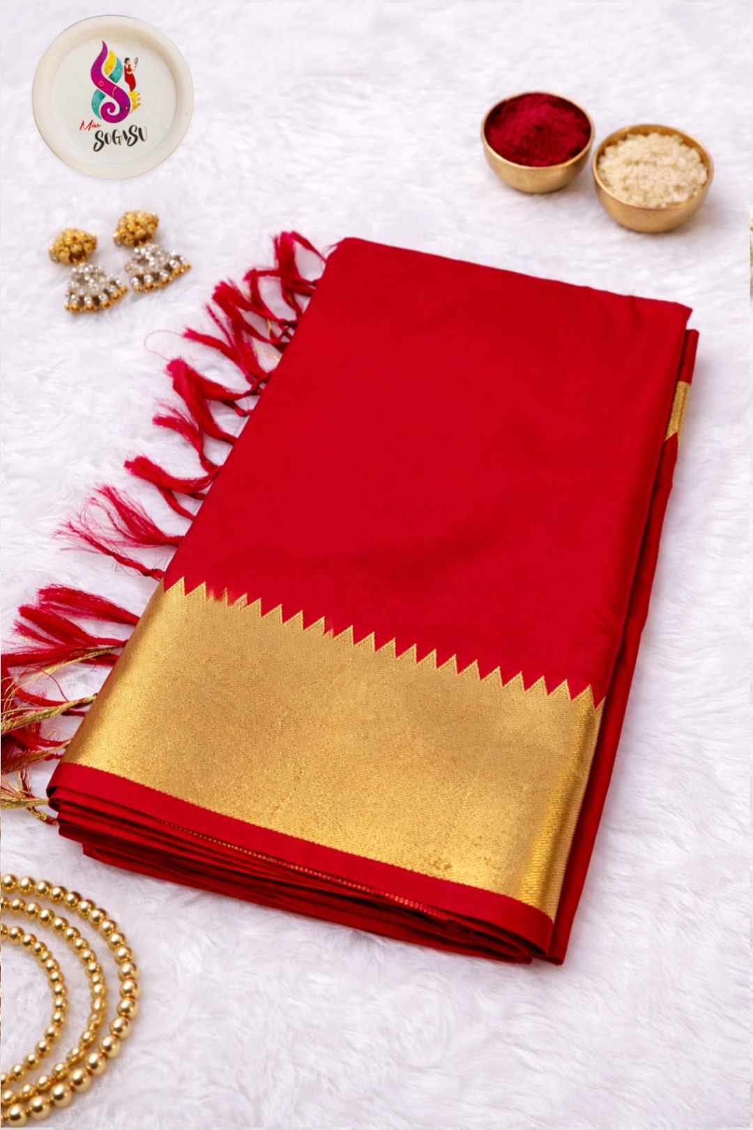 Red Banaras Zari Border Saree