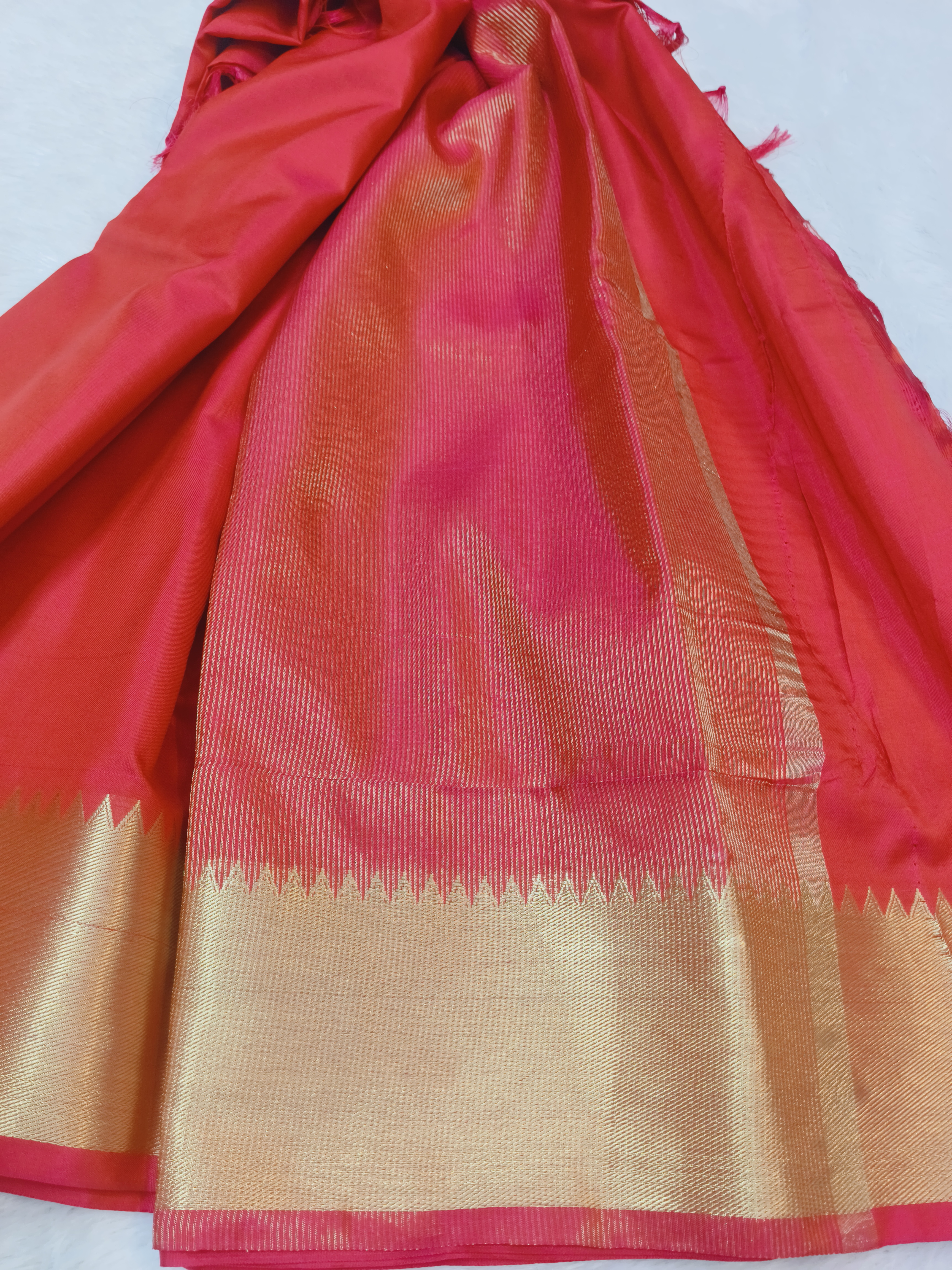 Red Banaras Zari Border Saree