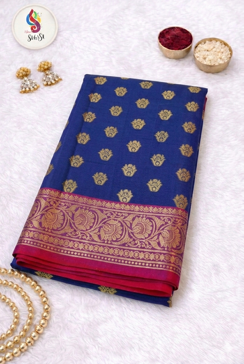 Royal Blue Banaras Silk Saree