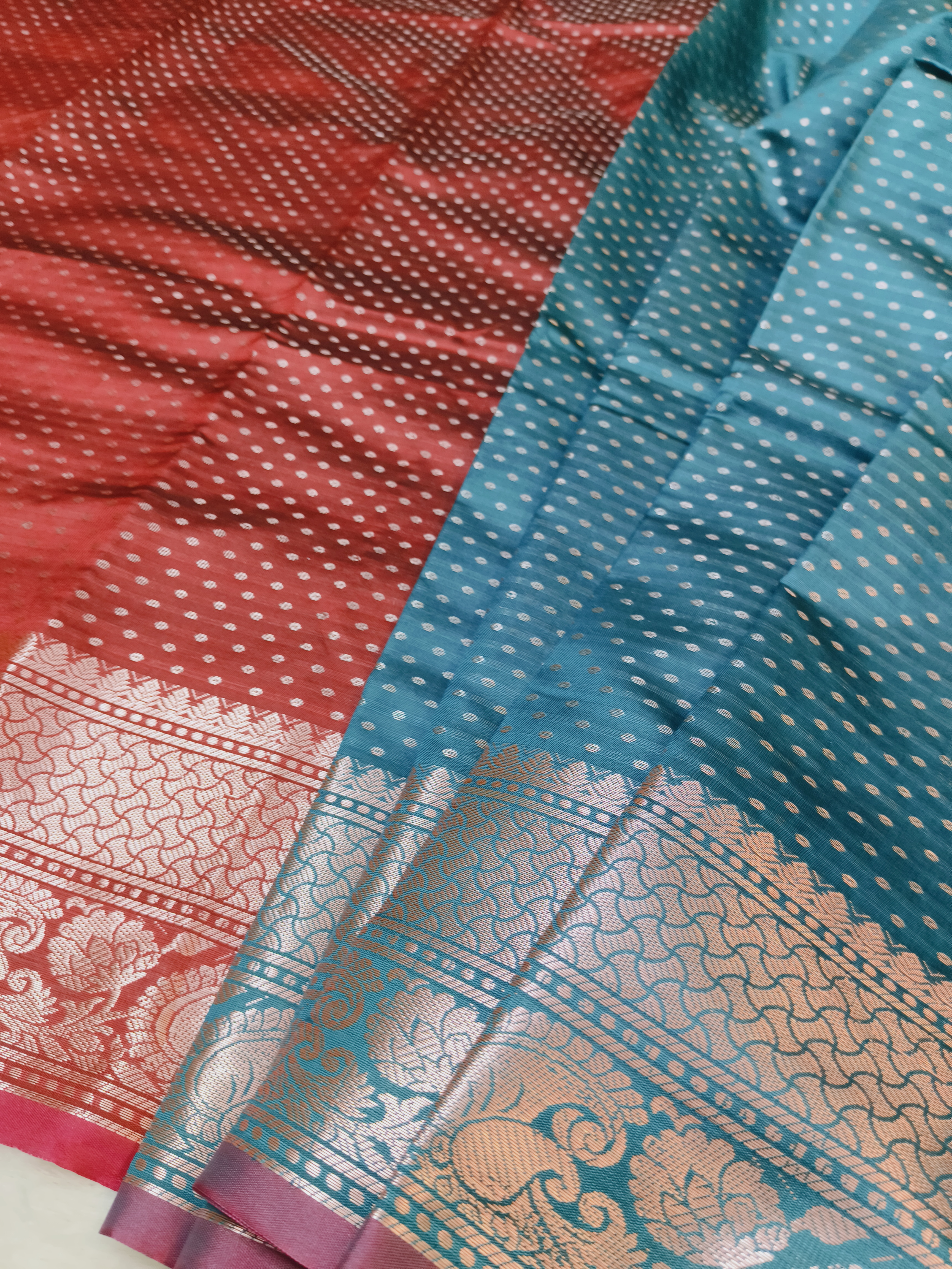 Teal Banarasi Silk Saree