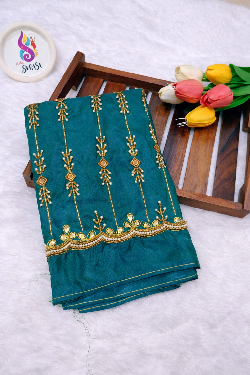 Teal Maggam Blouse