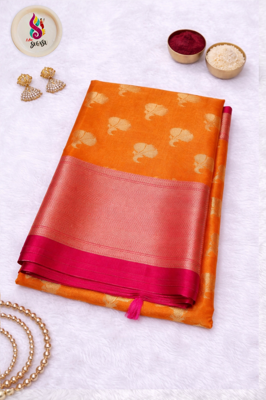 Trending Orange Banaras saree
