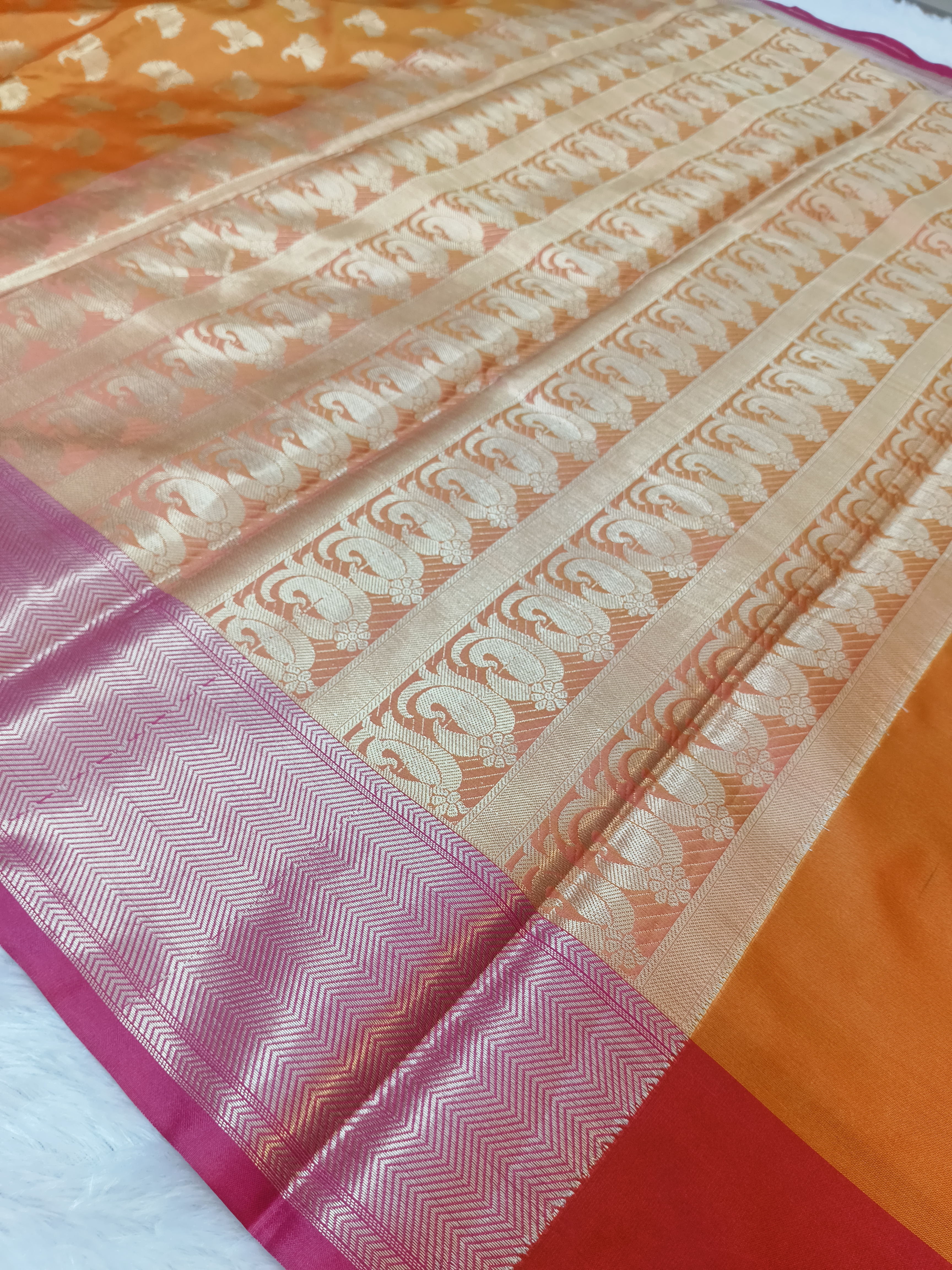 Trending Orange Banaras saree
