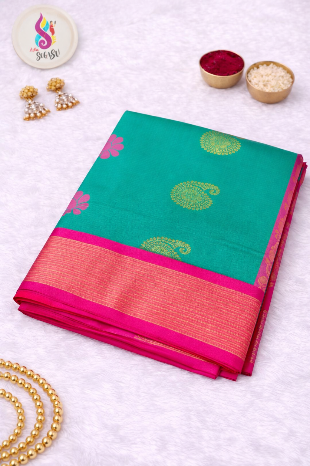 Turquoise Fancy Pattu Saree